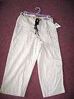 NWT womens White Stag capri pants with belt tie in bei