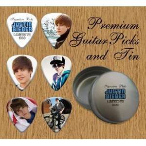  Justin Bieber 6 Signature Double Sided Guitar Picks In Tin 