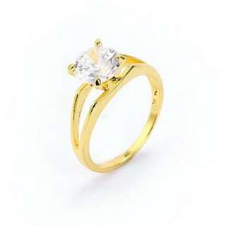Charming 18K Yellow Gold Filled Womens Zircon Rings Size 7#  
