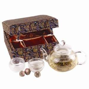  Glass Teapot Gift Set   Blue Floral: Everything Else