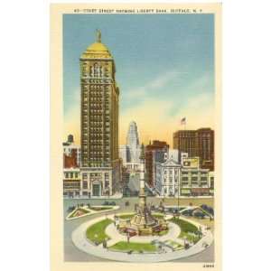 1940s Vintage Postcard Court Street showing Liberty Bank Buffalo New 