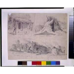  Drawing Soldiers huts in winter campE.F.