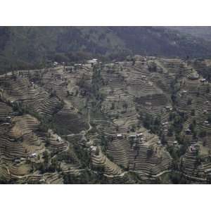 Village Landscape, Nepal Travel Premium Poster Print by Michael Brown 