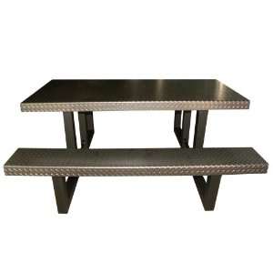  Tables 411A0102 6 Foot Rectangle Diamond Plate Aluminum Picnic Table