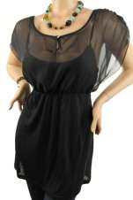 121AVENUE   Lovely Semi sheer Classy Top Black 1X NEW  