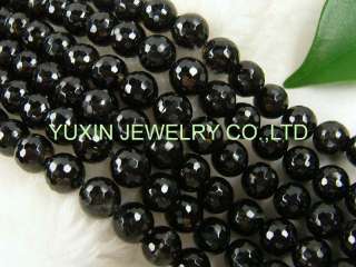 YSS315 Black tourmaline round faceted beads strand 16  