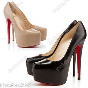 Luxury 14CM Womens Super High Heel Shoes Pump Platform Black Apricot 