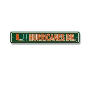   Miami Hurricanes 4 x 24 Styrene Street Sign Green