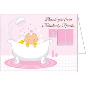  Bath Time Girl Baby Shower Thank You Cards   Set of 20 