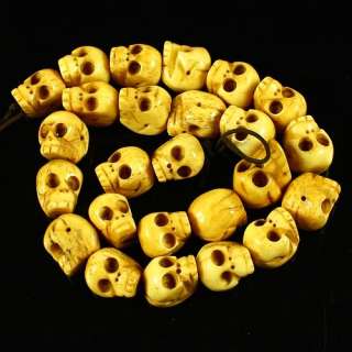 L16145 Carved Ox Bone Skull Pendant Beads 25pcs  