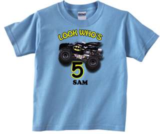 Personalized Custom Batman Monster Jam Truck Birthday T Shirt Add Name 