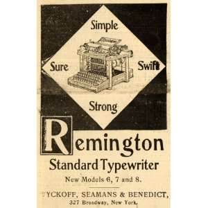 1899 Ad Wyckoff Seamans Benedict Antique Standard Typewriter Business 