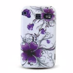  White with Purple Flower Soft Silicone Skin Gel Cover Case 