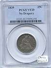 1839 No Drapery Seated Quarter PCGS 20 Choice Original