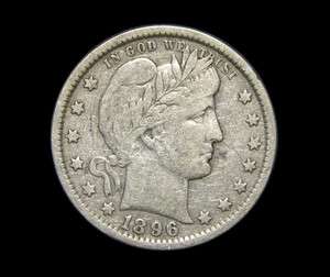 1896 O Barber Head Quarter 25 cents VF  