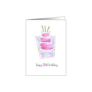   For Girls Happy 20 Years Old Birthday Cake Card Card: Toys & Games
