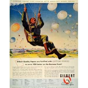  1942 Ad Gilbert Quality Papers WWII Parachuters Paratroopers 