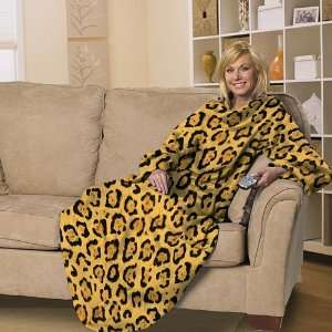    The blanket throw with sleeves jaguar print
