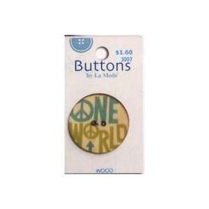 Graffiti Wood Button 1 3/8in One World (3 Pack) Pet 