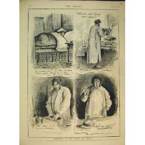   1891 Comedy Sketches Man Sleeping Bed Beechams Pills: Home & Kitchen