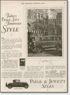 1926 Paige & Jewett six sedan cars vintage print AD  