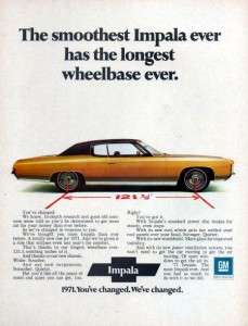 1971 Chevy Impala Coupe Original Color Ad  