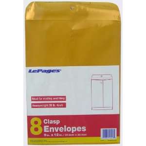  LePages Clasp Envelopes, 9 x 12 Inch, 8 Pack (GLD10513 