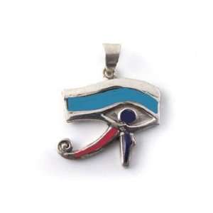  Silver Eye of Horus Pendant / Charm with Enamel Decoration 