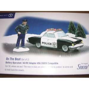   Dept. 56 Snow Village on the Beat Policeman & Car NEW: Everything Else