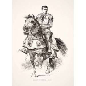  1875 Woodcut Alphonse Neuville Bertrand Guesclin Horse 