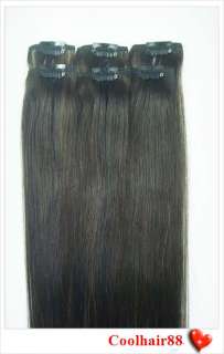 20 6Pcs HUMAN HAIR CLIP IN EXTENSION #1b 30g&12 Wide  