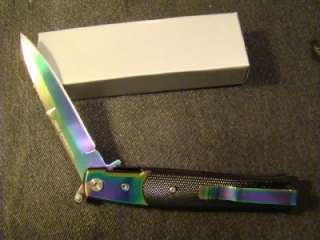   Assist Open Rainbow SS Stiletto Pocket Knife NIB YC 428RB MJB  