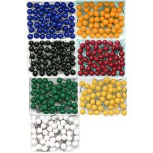  1/4 Inch Map Tacks   Complete Set of All 7 Colors: Office 
