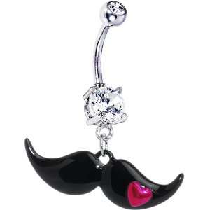  Pink Heart Mustache Belly Ring: Jewelry