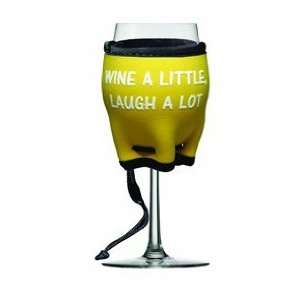   Words of Woozie on Card WINE A LITTLE Sunny Yellow  Pack of 2 Kitchen