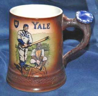 Antique Yale College Baseball Mug Stein c.1900 Homer Laughlin Art 