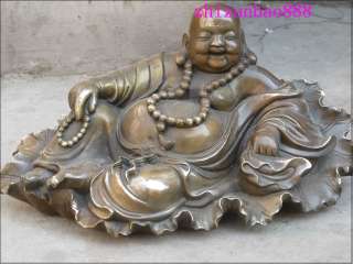 16chinese happy Pure Bronze Benevolent smile Maitreya Buddha  