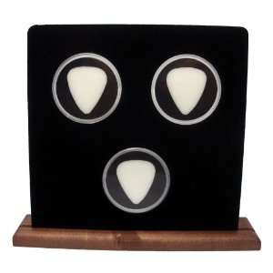Wood Display Stand For Three (3) Guitar Picks   Black Black   Made In 