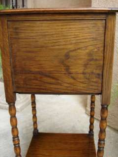 Antique English Carved Tiger Oak Collectors Sewing Cabinet Table Arts 