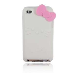  White Hello Kitty w/Bow Silicone Case for Ipod Touch 4 