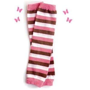   15) Pink & brown stripe baby girl leg warmers by My Little Legs: Baby