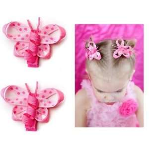   girl butterfly hair bow clips (set of 2) by My Little Legs Beauty