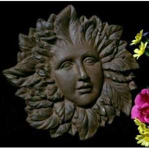  Womans Face W/Leaves Wall Hanging, Cast Iron: Home 