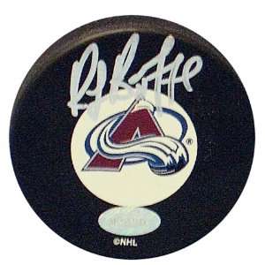 Autographed Ray Bourque Puck   Avalanche Logo Sports 