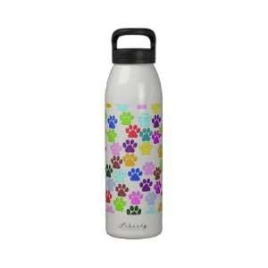 Colorful Dog Paws Reusable Water Bottles:  Sports 