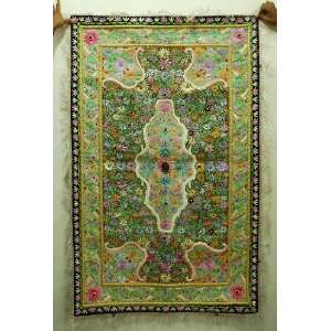   Carpet Wall Hanging Embellished with Onyx & Glass Beads: Home