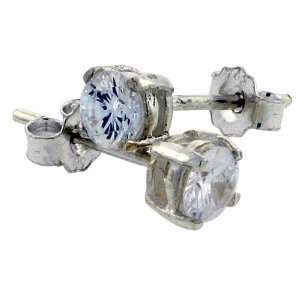   Brilliant Cut Cubic Zirconia Stud Earrings in Basket Settings: Jewelry