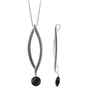  Boma Black Onyx, Marcasite & Sterling Silver Necklace: Marcasite 
