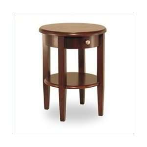  Winsome Round End Table with Drawer & Shelf: Furniture 