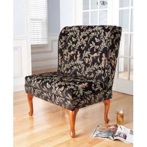 38 Elegant Floral Patterned Wingback Chair with Cabriole Legs:  